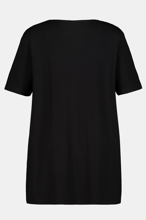 T-Shirt, Raffung, A-Linie, Herzausschnitt, Halbarm
