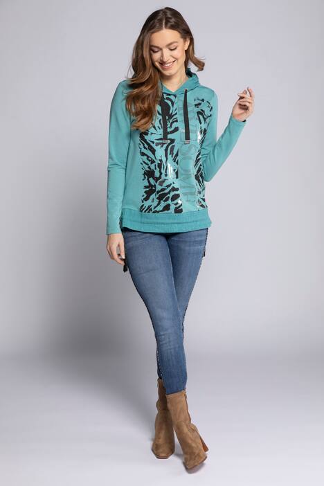 Sweatshirt Identity, Kapuze, Langarm. Seersucker Details, Print