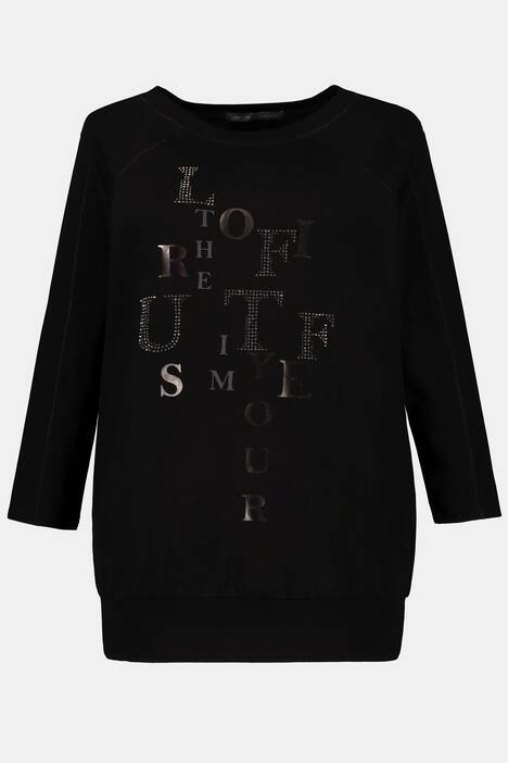 T-Shirt Identity, Rundhals, 3/4-Ärmel, Wording, Ziersteine