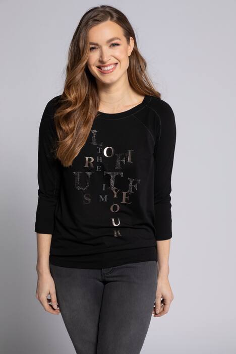 T-Shirt Identity, Rundhals, 3/4-Ärmel, Wording, Ziersteine