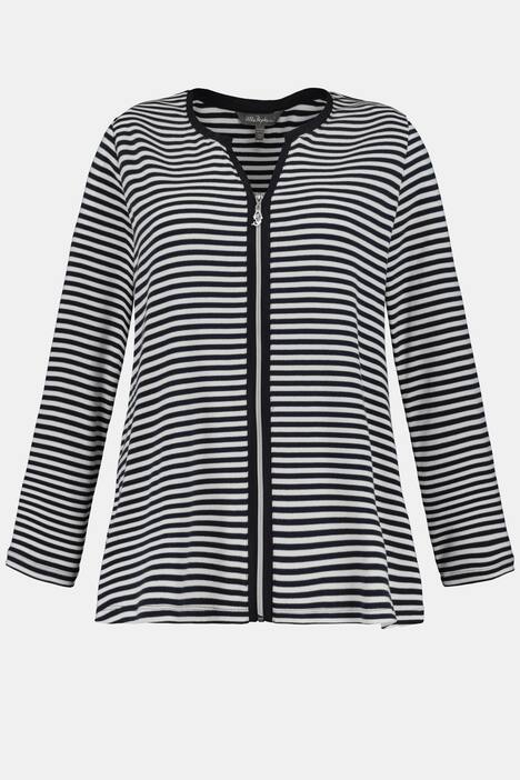 Sweatjacke, Ringel, Rundhals, Reißverschluss