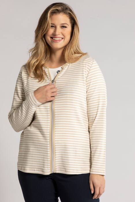 Sweatjacke, Ringel, Rundhals, Reißverschluss