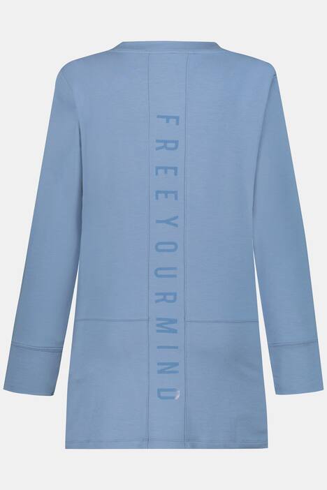Sweatjacke, lange, offene Form, V-Ausschnitt