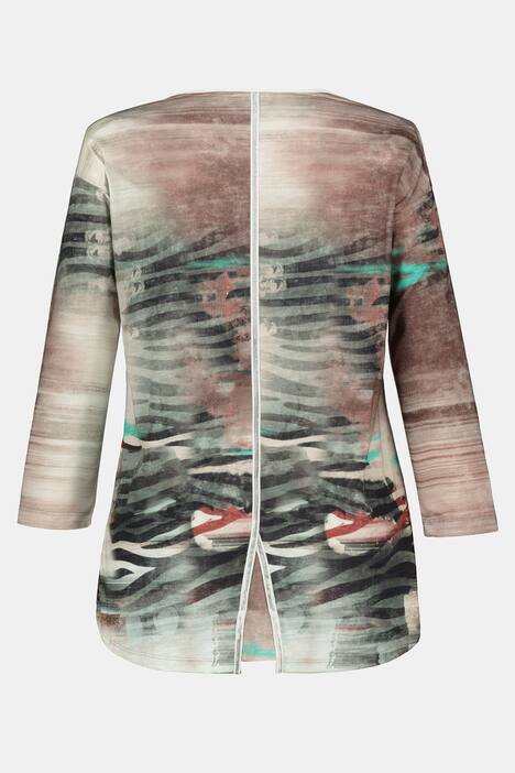 T-Shirt Identity, Rundhals, 3/4-Ärmel, Zebra Print