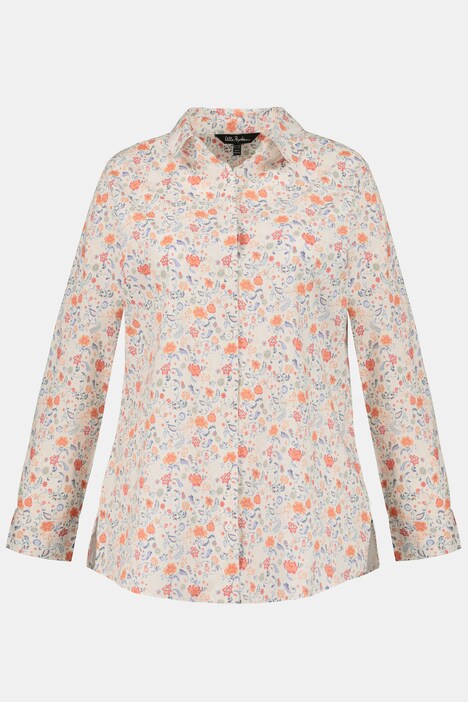 Bluse, Blütenmuster, Hemdkragen, 3/4-Arm, Stretch
