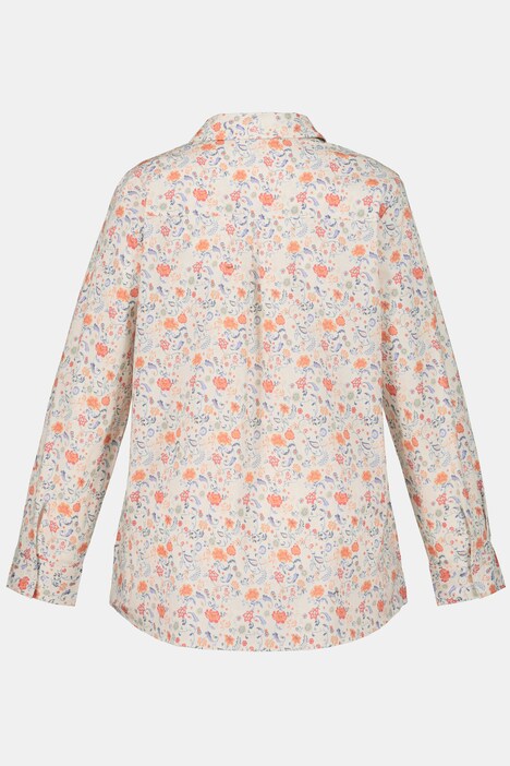 Bluse, Blütenmuster, Hemdkragen, 3/4-Arm, Stretch