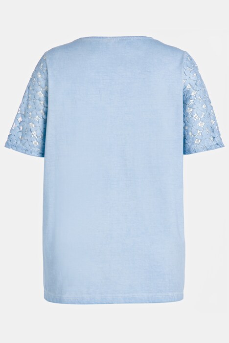 Pintuck Front Lace Sleeve A-line Fit Tee