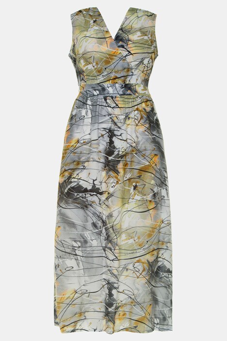 Maxikleid, Marmordruck, V-Ausschnitt, ärmellos
