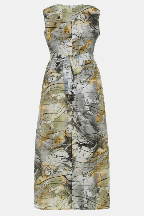 Maxikleid, Marmordruck, V-Ausschnitt, ärmellos