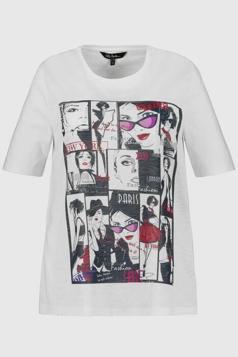 T-Shirt, Cover-Motiv, Rundhals, Halbarm, Flammjersey