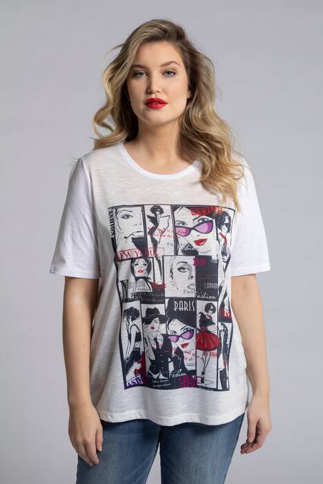 T-Shirt, Cover-Motiv, Rundhals, Halbarm, Flammjersey