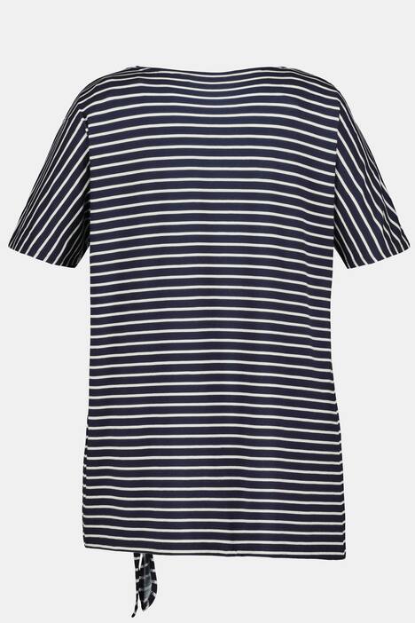 Ringelshirt, Kussmund, Oversized, Saumknoten, Halbarm