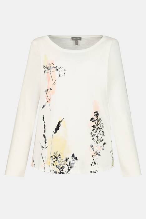Shirt, Aquarellblüten, Rundhals, Langarm