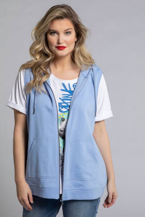 Sweatweste, Kapuze, Zipper, ärmellos, innen kuschelweich