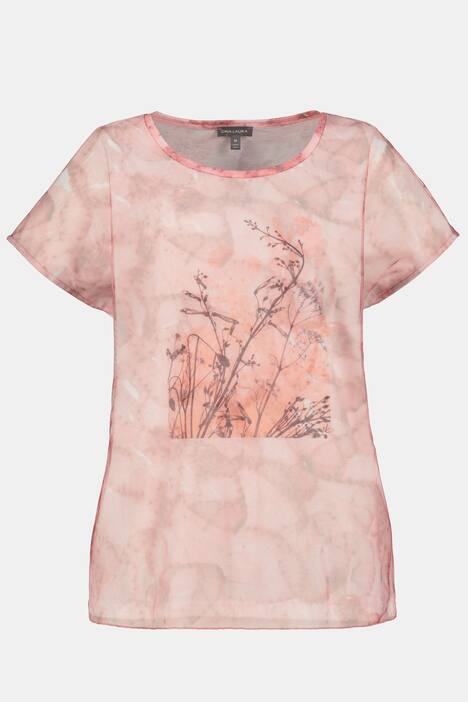T-Shirt, Blüten, Oversized, Mesh, Rundhals, Halbarm