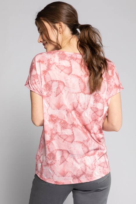 T-Shirt, Blüten, Oversized, Mesh, Rundhals, Halbarm