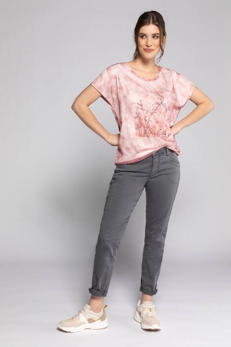 T-Shirt, Blüten, Oversized, Mesh, Rundhals, Halbarm