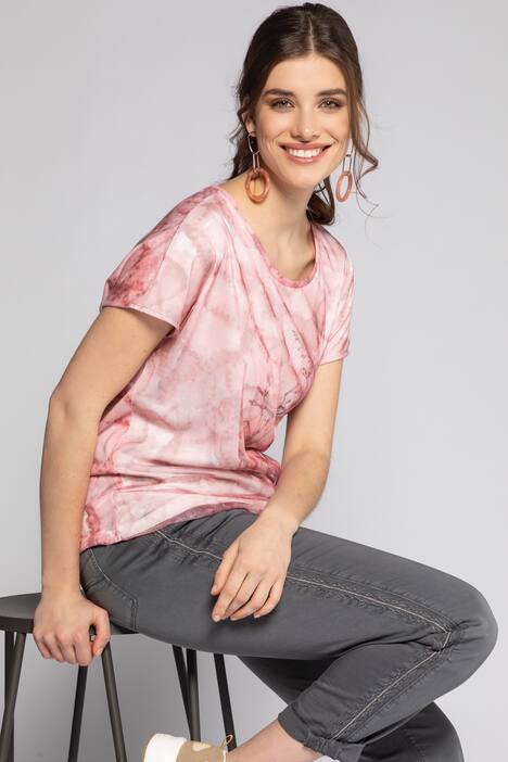 T-Shirt, Blüten, Oversized, Mesh, Rundhals, Halbarm
