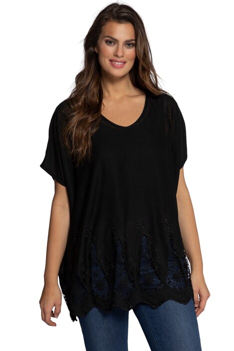 Kaftan, krajka, oversize, extra jemný úplet, krátké rukávy