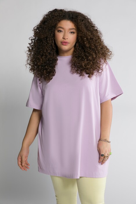 Maglia lunga con scollo a girocollo e mezze maniche
