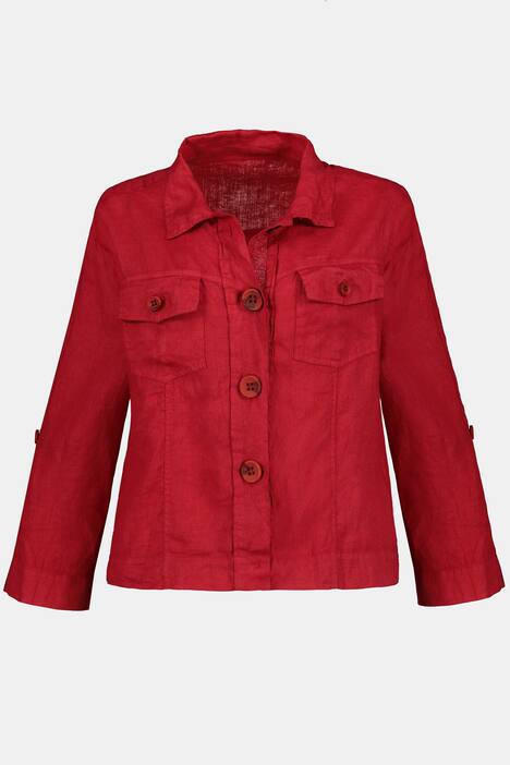 Jacke Identity, Hemdkragen, 3/4-Ärmel, reines Leinen