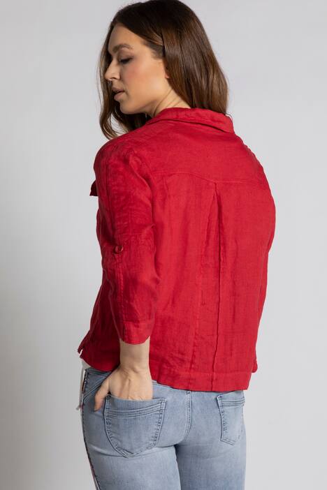 Jacke Identity, Hemdkragen, 3/4-Ärmel, reines Leinen