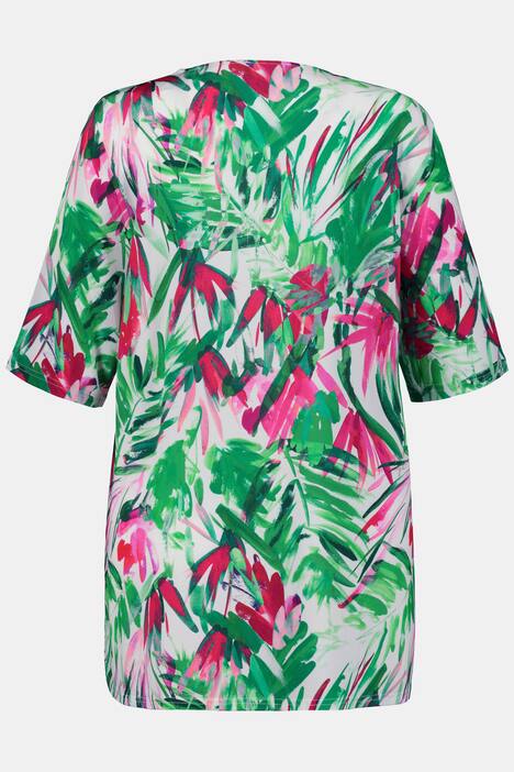 Slinky Shirt, A-Linie, Halbarm, Blätter-Design