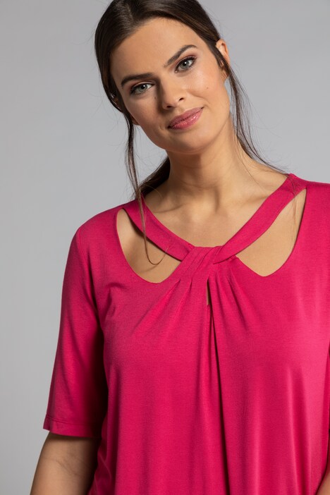 T-Shirt, Drapierung, Classic, Rundhals, Halbarm