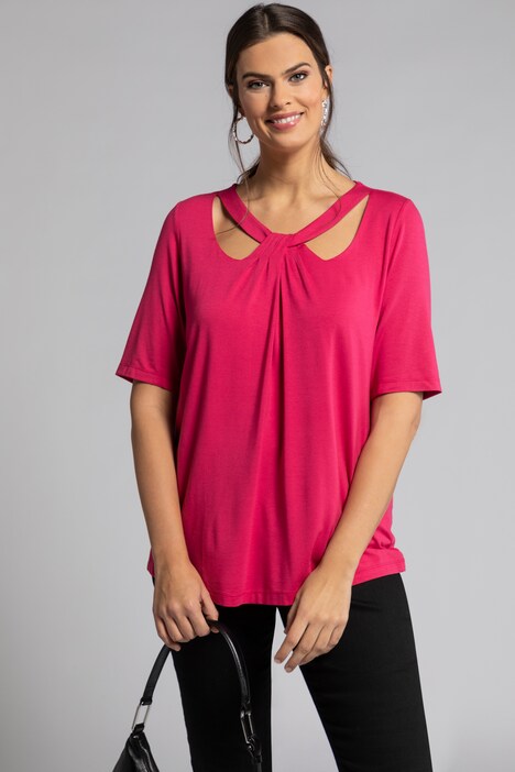 T-Shirt, Drapierung, Classic, Rundhals, Halbarm