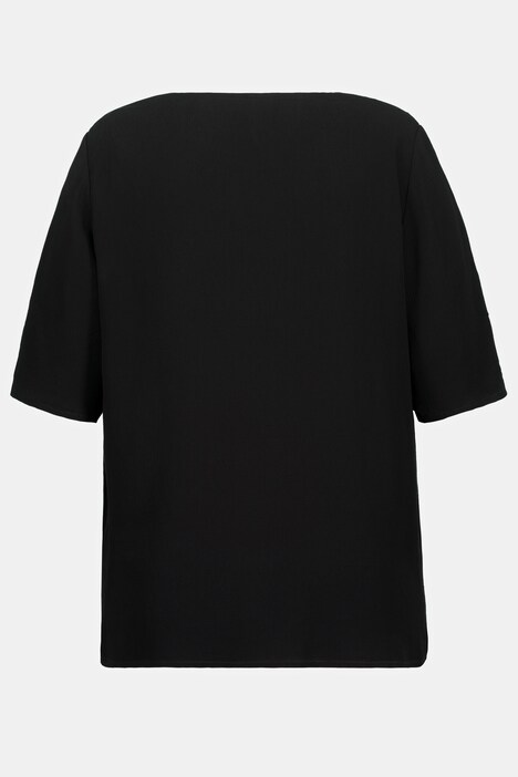 Contrast Piped V-Neck Short Sleeve Blouse