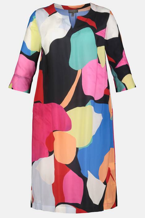 Cuprokleid, Tunika-Ausschnitt, 3/4-Ärmel, Modern Art Design