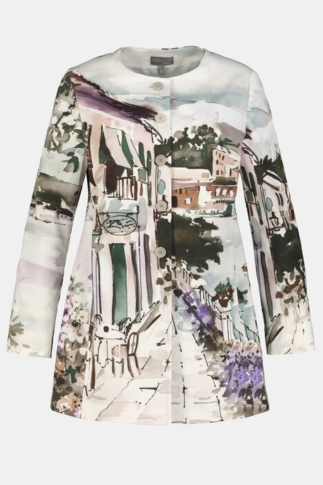 Veste blazer, manche longue, imprimé paysage