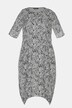 Botanical Round Neck Pointed Hem Linen Blend Dress