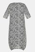 Botanical Round Neck Pointed Hem Linen Blend Dress