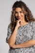 Botanical Round Neck Pointed Hem Linen Blend Dress