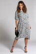Botanical Round Neck Pointed Hem Linen Blend Dress