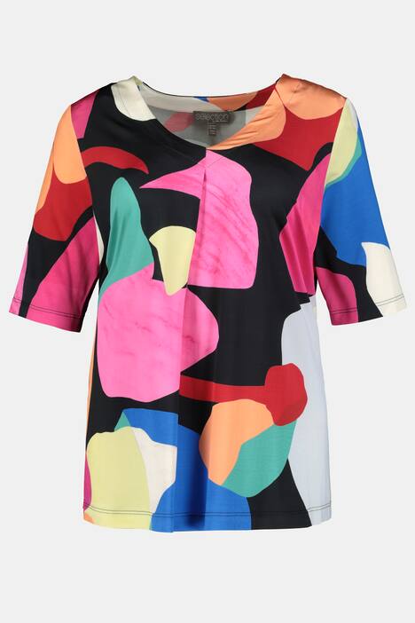 Slinkyshirt, V-Ausschnitt, Halbarm, Modern Art Design