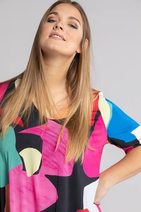 Slinkyshirt, V-Ausschnitt, Halbarm, Modern Art Design