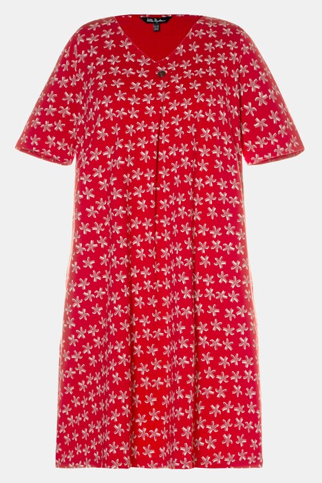 Kleid, Seesterne, V-Ausschnitt, Knopf, Halbarm