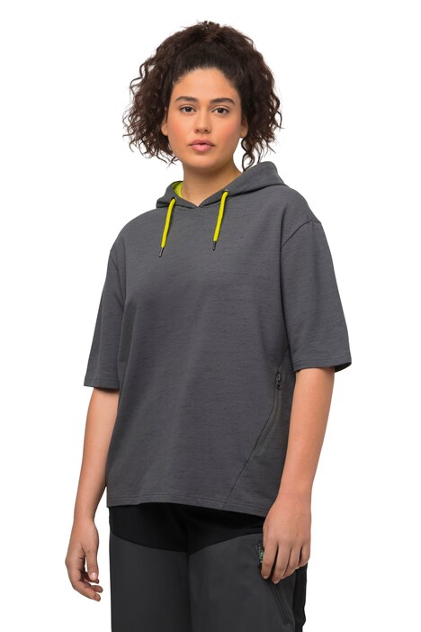 Mikina, kapsa na zip, oversize, kapuce, krátké rukávy