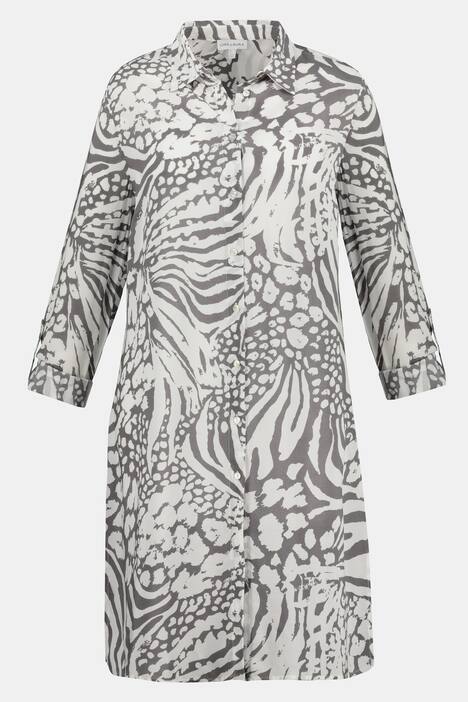 Longbluse, Animalmuster, Langarm, Seitenschlitze