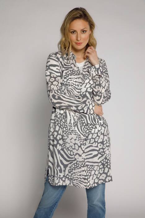 Longbluse, Animalmuster, Langarm, Seitenschlitze