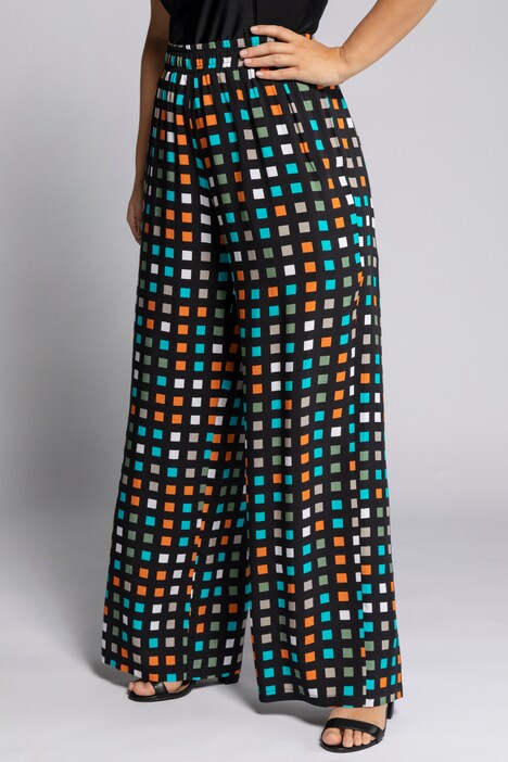 Colorful Window Print Elastic Waist Palazzo Pants