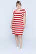 Robe Bellieva en jersey à manches courtes, fronces latérales. Coton bio, GOTS