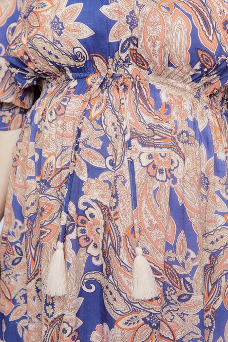Bellieva kaftan, tuniek, V-hals, bindstrikje, mouwloos, paisley