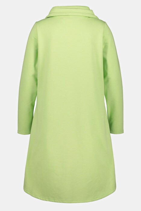 Zip Front Ruffle Hi-Low Hem Tunic Sweatshirt