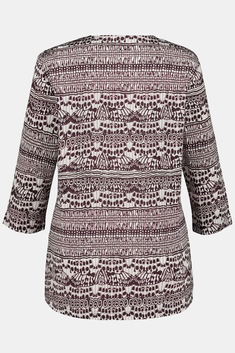 Graphic Print V-Neck Slinky Stretch Knit Top