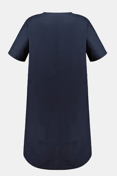 Robe midi, fleur, rivets, ligne A, manches courtes