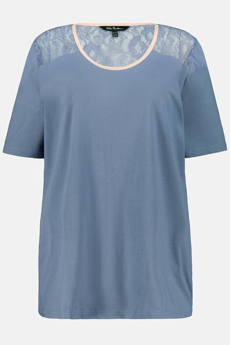 Pyjama, Spitze, Blütenstreifen, Halbarm
