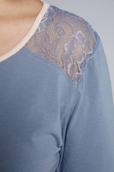 Pyjama, Spitze, Blütenstreifen, Halbarm